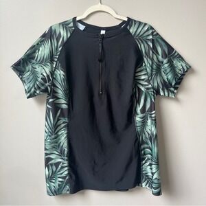 Swim by Cacique Rashguard Women's 16 New NWT Black Tropical Vacation Pool Beach